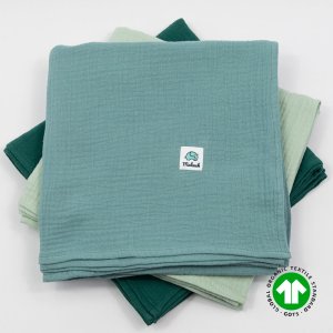 Otulacz muślinowy 100x100 bawełna organiczna GOTS eukaliptus