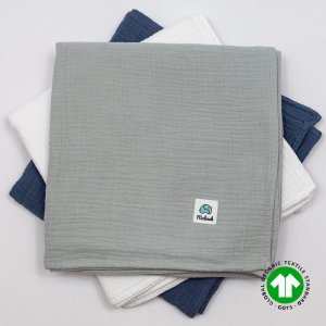 Otulacz muślinowy szary 100x100 bawełna organiczna
