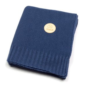 Bambusowy kocyk dzianinowy jeans 80x100 kolor jeansowy