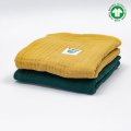 Muślinowe pieluszki 50x50 2 pack GOTS musztardowa - butelkowa zieleń