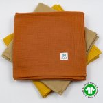 Otulacz muślinowy 100x100 cynamonowy bawełna organiczna GOTS