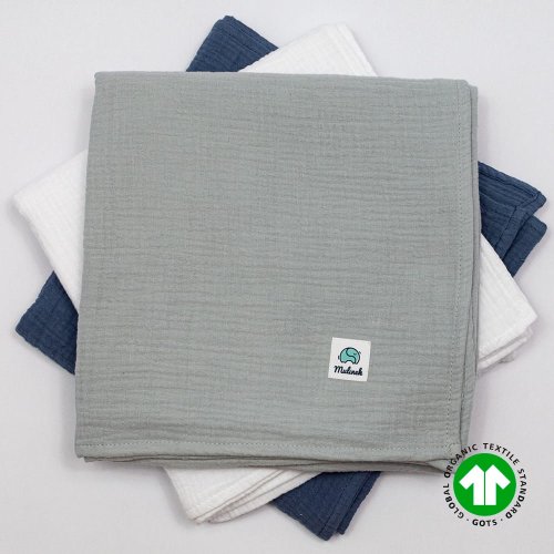 Otulacz muślinowy szary 100x100 bawełna organiczna