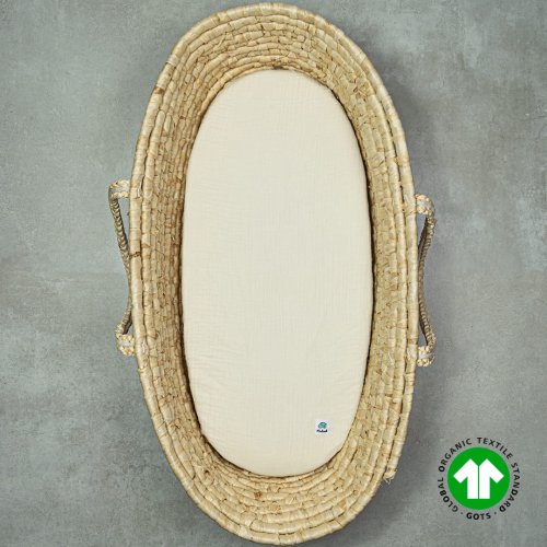 Prześcieradło muślinowe bawełniane z GOTS 40x80cm ecru