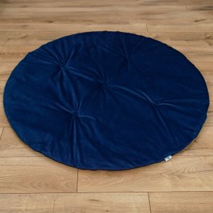 Mata dla niemowlaka do zabawy okrągła 120 cm z miękkiego velvetu granatowa