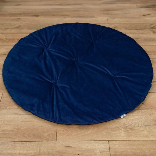 Mata dla niemowlaka do zabawy okrągła 120 cm z miękkiego velvetu granatowa