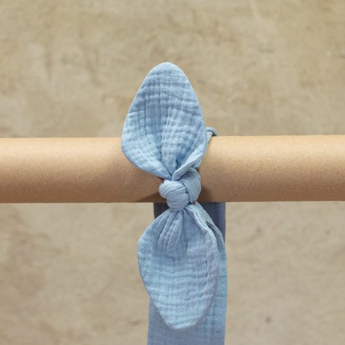Opaska z kokardą muślinowa | 9-24 mc | błękitna baby blue
