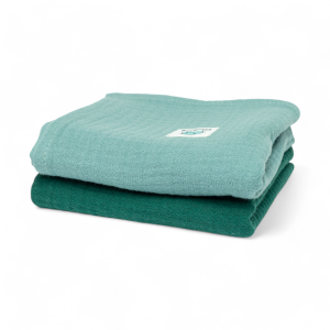 Pieluszki muślinowe 2 pack GOTS | 2 szt | 50x50 cm | eukaliptus - butelkowa zieleń
