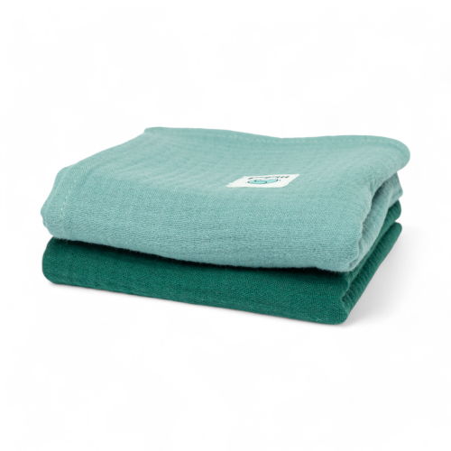 Pieluszki muślinowe 2 pack GOTS | 2 szt | 50x50 cm | eukaliptus - butelkowa zieleń