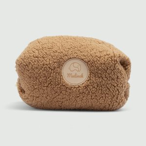 Kosmetyczka miękka baranek | pluszowa teddy sherpa | prostokątna 19x14x14 | mokka