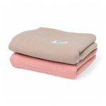 Dwupak pieluszek z muślinu organicznego GOTS | 50x50 cm | pudrowy róż - różowy
