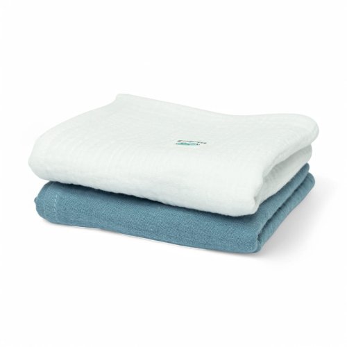 Muślinowe pieluszki GOTS 50x50cm biała - jeans
