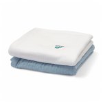 Pieluszki muślinowe 2 pack GOTS 50x50 biała - baby blue