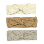 Trzy opaski muślinowe dziecięce | 0-3 mc | zestaw 3 sztuk | ecru - beż - natural