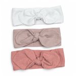 Zestaw 3 opaski muślinowe pin-up | 0-3 mc | 3 sztuki | biała - pudrowa - różowa