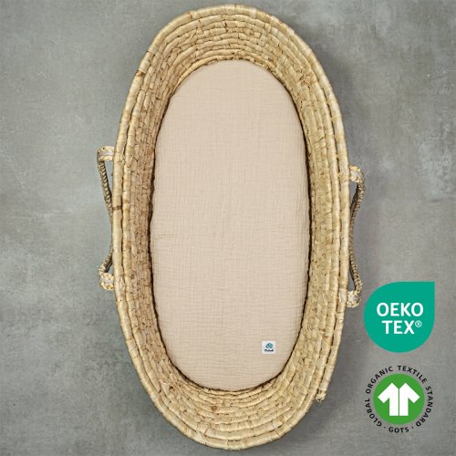 Prześcieradło do gondoli muślinowe z gumką | 80x40 cm | kolor natural
