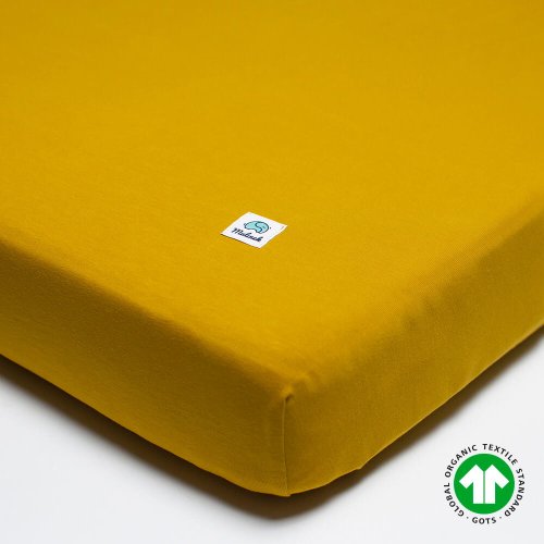 Bawełniane prześcieradło do łóżeczka bawełna organiczna GOTS 120x60 cm musztardowe